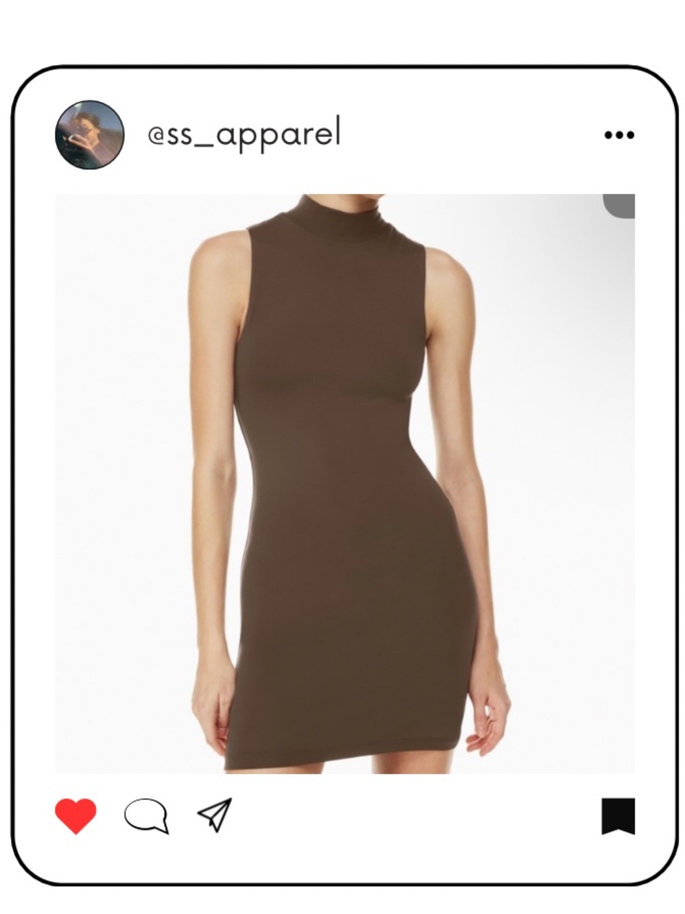 Babaton Chocolate Brown Sleeveless Mock Neck Mini Dress